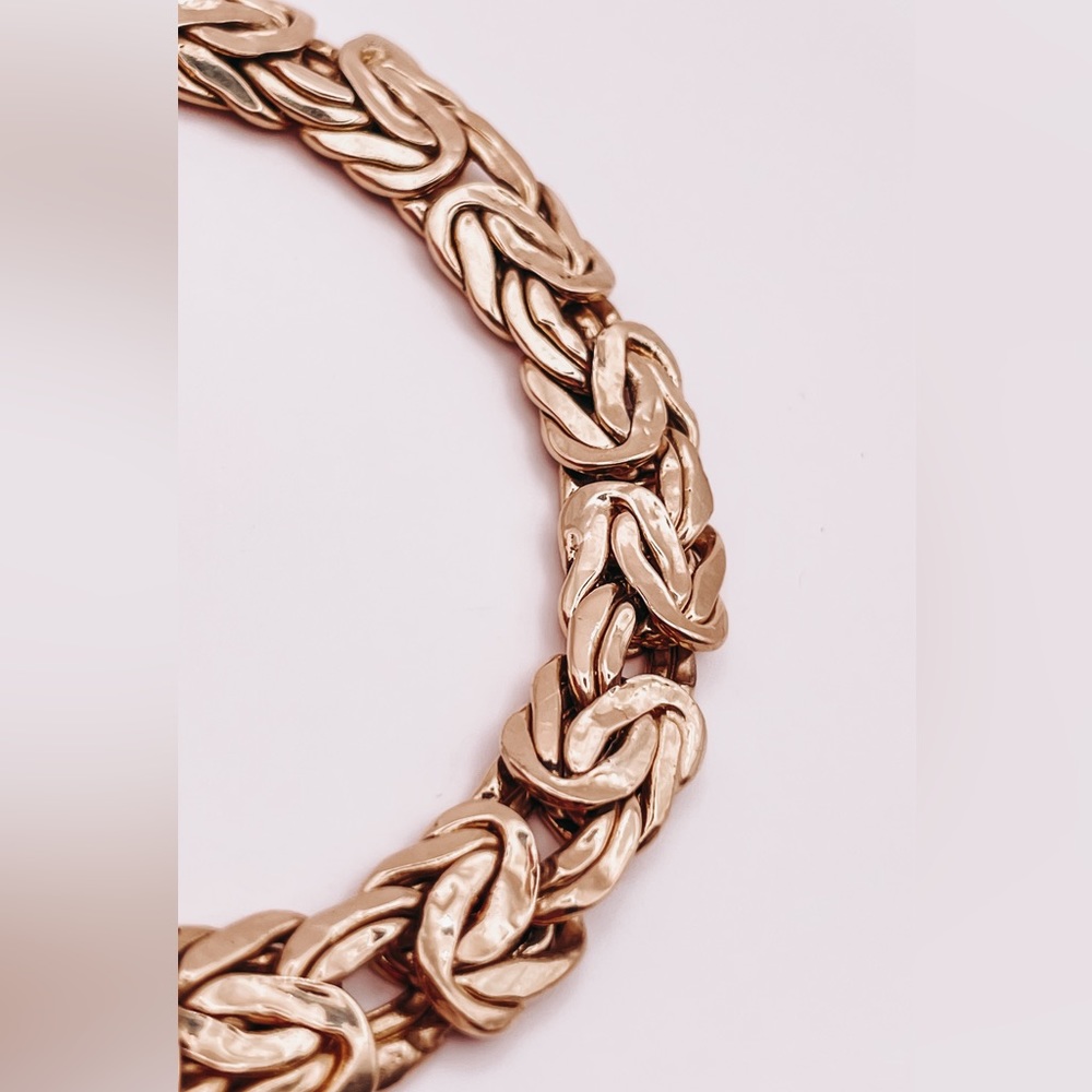 14k Solid Yellow Gold Solid Chunky Byzantine Brac… - image 3
